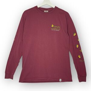 Simply Southern Red Maroon Butterfly Long Sleeve T-shirt Women’s Size Medium